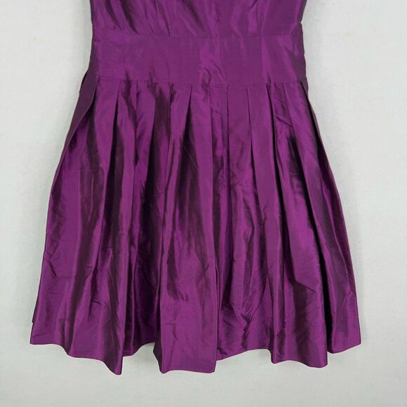 Teri Jon Rickie Freeman Dress Women 6 Purple Silk Shirt Belted Pleated MOB Party - Picture 9 of 14